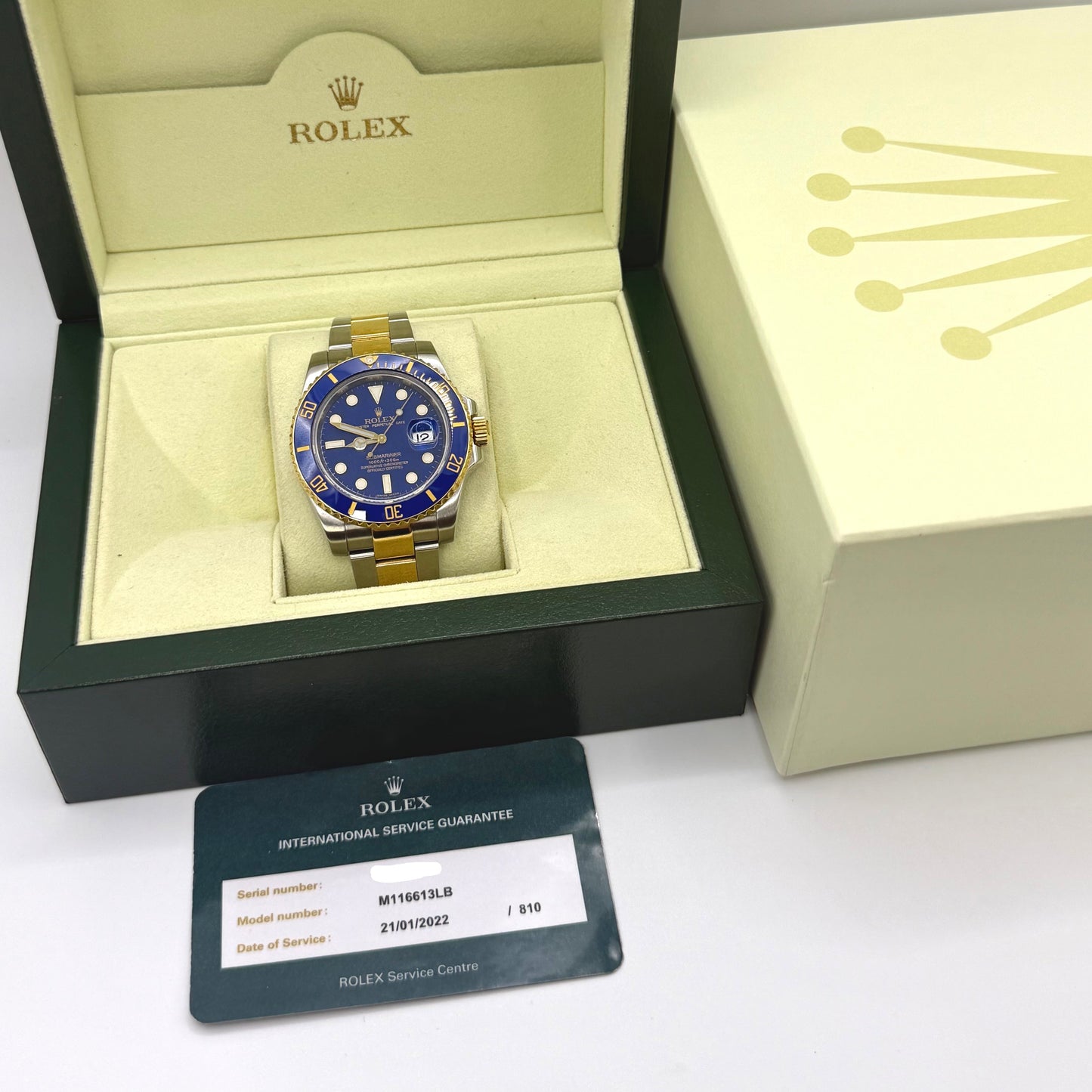 Rolex Submariner 116613LB 2009 - Rolex Service Card from 2022