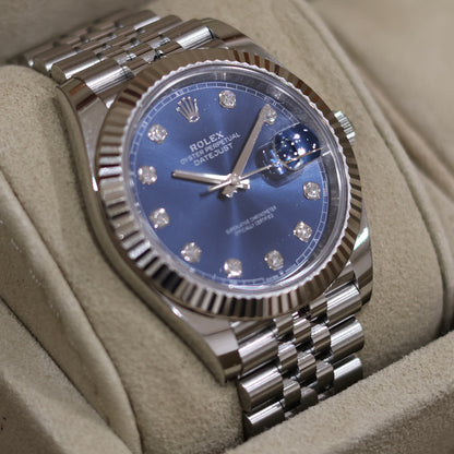 Rolex Datejust 41 Blue Diamond Dial 126334 – 2019 – Full Set