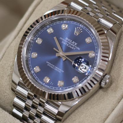 Rolex Datejust 41 Blue Diamond Dial 126334 – 2019 – Full Set