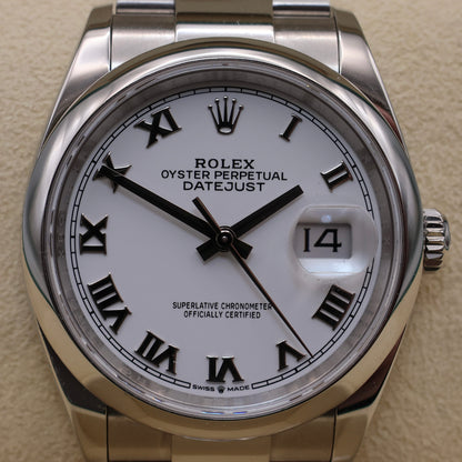 Rolex Datejust 36 White Roman Dial - 2024 | Full Set
