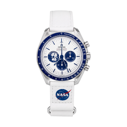 Omega Speedmaster Silver Snoopy Award 50th Anniversary | Full Set | Omega Blue Nylon Strap & OMEGA NASA VELCRO Strap