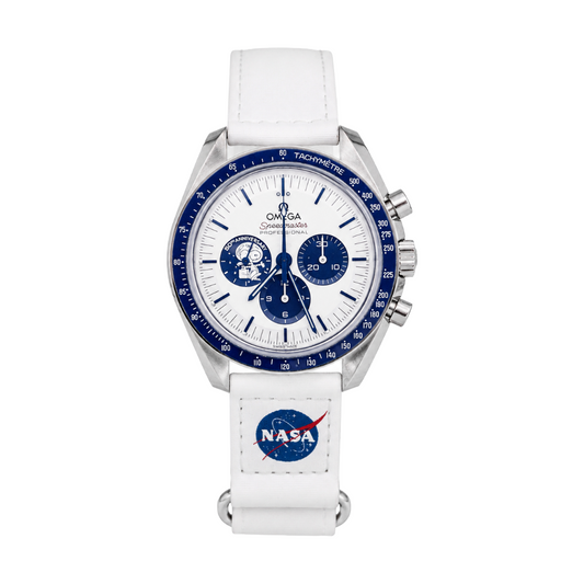 Omega Speedmaster Silver Snoopy Award 50th Anniversary | Full Set | Omega Blue Nylon Strap & OMEGA NASA VELCRO Strap